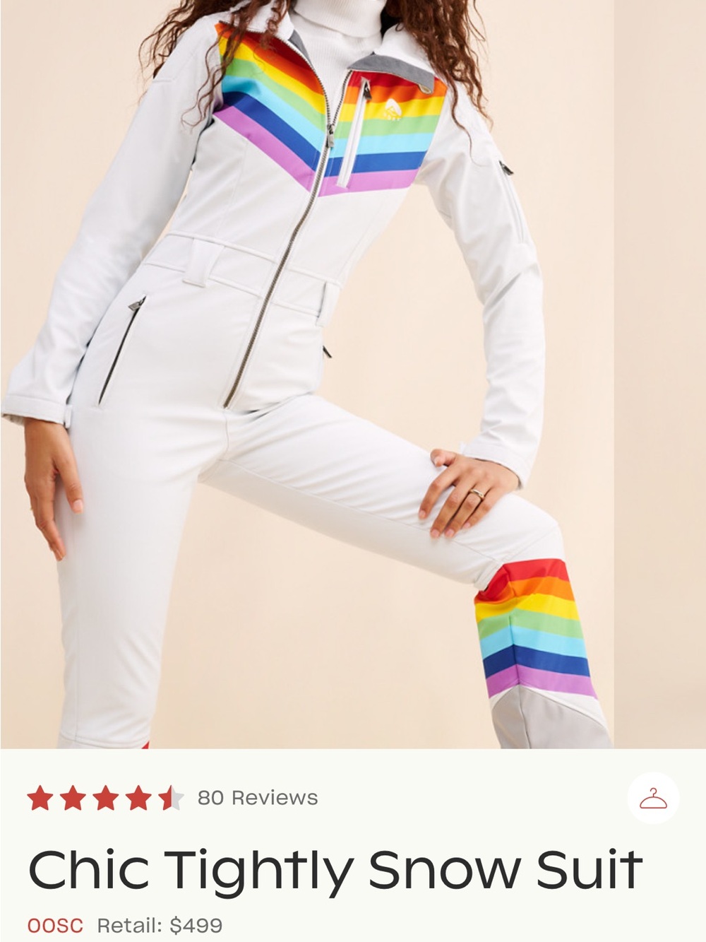 White Rainbow-Accent Women's Snow Jumpsuit